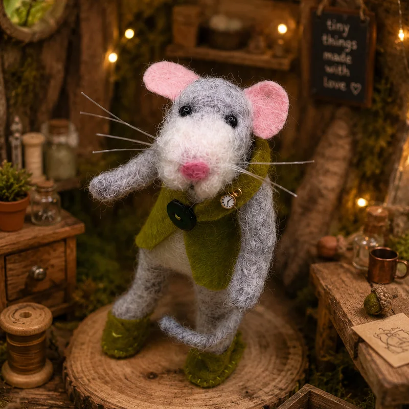 Julie at her needle felt workbench
