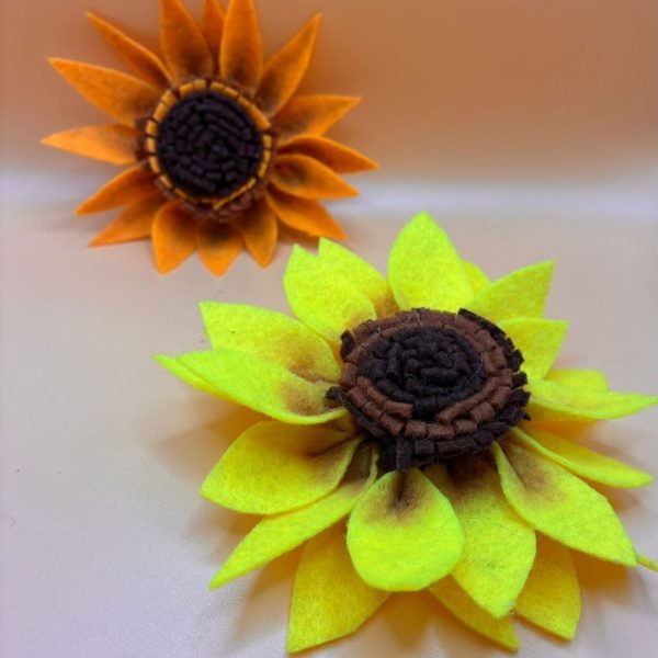 Felt sunflower brooches