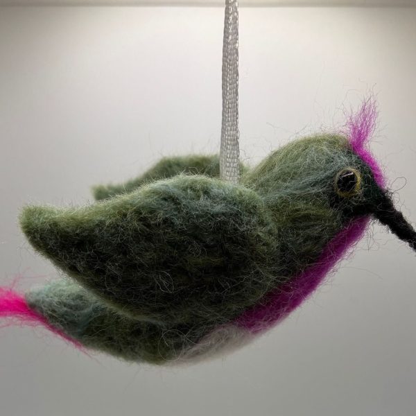 Hanging hummingbird in green and pink